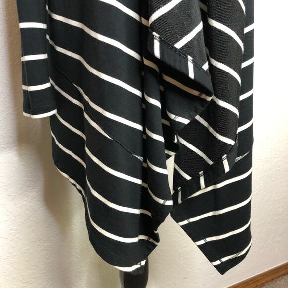 Lauren Ralph Lauren black white striped long open front cardigan size Medium - Picture 4 of 12